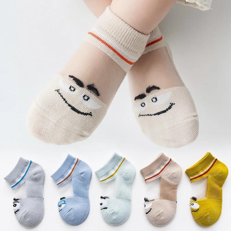 5 Pairs/lot 0 to 5 Years Spring Summer Thin Mesh Socks For Girls Boys Cute Animal Childrens Thin Sock Baby Newborn S